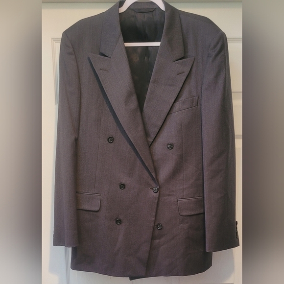Men's Hickey Freeman 100% Wool Boardroom Jacket Size 42L Dark Charcoal Gray NICE - Picture 1 of 14